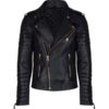 Black Leather Biker Jacket For Mens