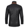 Black Quilted Leather Coat For Mens