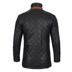 Alternative view of Men's Black Quilted Leather Coat