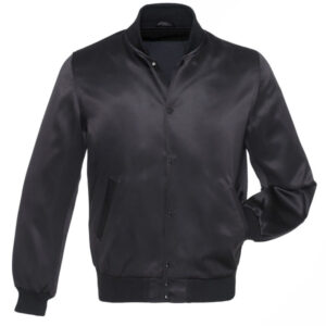 Mens Black Satin Bomber Jacket