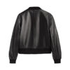 Classic Black Leather Bomber Jacket Back