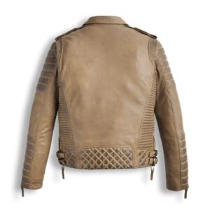 Alternative view of Desert Brown Waxed Biker Leather Motorbike Jacket