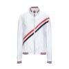 Men White Blue Red Stripes Motorcycle Leather Jacket