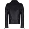 Mens Black Leather Biker Jacket With Gold Zipper