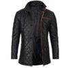 Mens Black Quilted Leather Coat