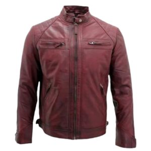 Men's Burgundy Leather Jacket