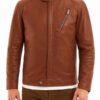 Mens Cafe Racer Retro Brown Leather Jacket 1