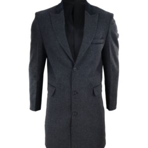 Men's Gray Long Wool Coat