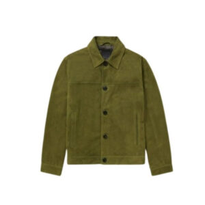 Men's Green Suede Leather Trucker Jacket