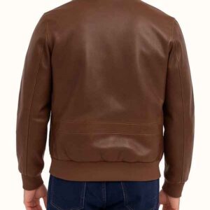 Alternative view of A2 Bomber Men's Plain Brown Leather Jacket