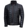 Mens Quilted Black Leather Jacket