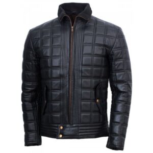 Men's Quilted Black Leather Jacket