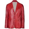 Mens Red Leather Blazer