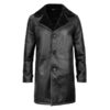 Mens Shearling Black Leather Coat