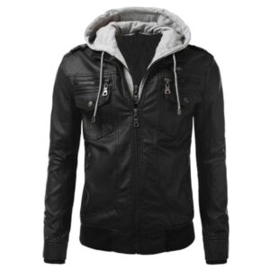 Mens Slimfit Black Biker Jacket
