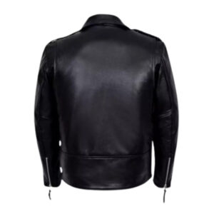 Alternative view of Men's Spike Cross Zip Black Leather Jacket