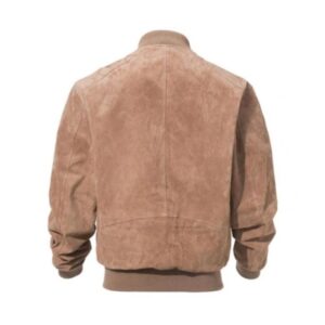 Alternative view of Men's Suede Leather Brown Bomber Jacket