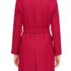 Womens Pink Notch Lapel Wool Coat
