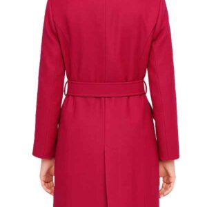 Alternative view of Women's Pink Notch Lapel Wool Wrap Coat