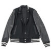 calvren black varsity jacket front view