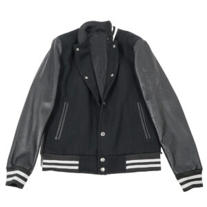 Calvren Black Varsity Jacket with Leather Sleeves
