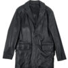 nightfall black leather coat front view