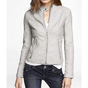 The Vampire Diaries S03 Nina Dobrev White Leather Jacket - Image 4