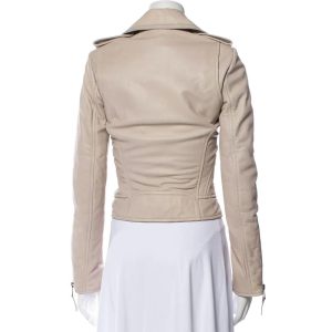 The Vampire Diaries S04 Nina Dobrev Beige Leather Jacket - Image 3