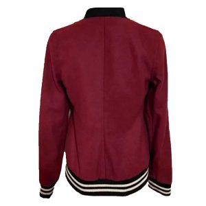 The Vampire Diaries S04 Nina Dobrev Burgundy Varsity Jacket - Image 3