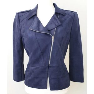 The Vampire Diaries S05 Nina Dobrev Navy Suede Jacket - Image 3