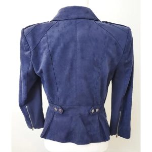 The Vampire Diaries S05 Nina Dobrev Navy Suede Jacket - Image 4