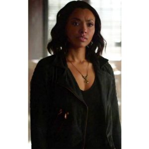 The Vampire Diaries S07 Kat Graham Blue Suede Jacket - Image 6