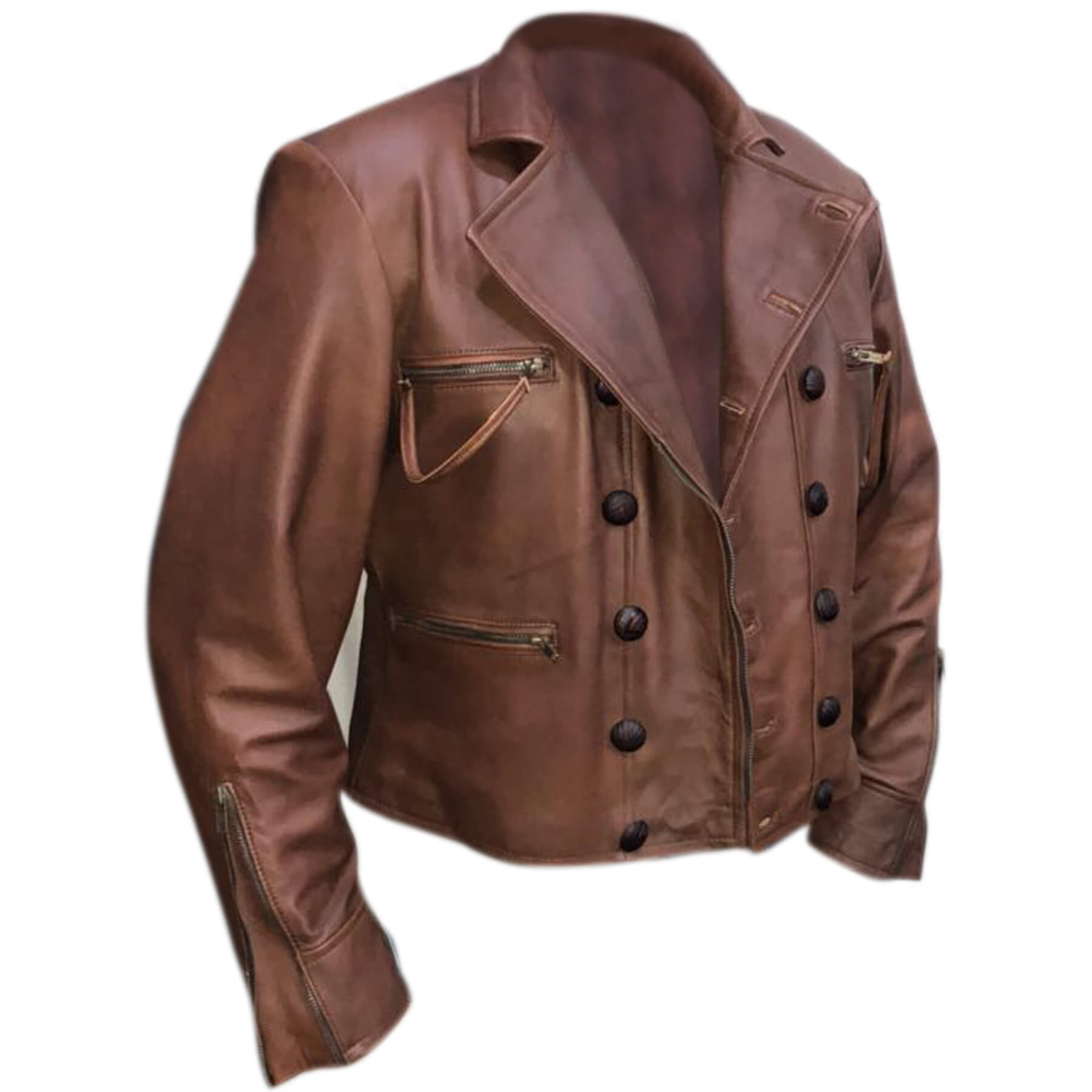 Aquaman Distressed Brown Leather Jacket