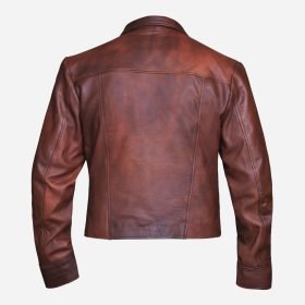 Aquaman Distressed Brown Leather Jacket - Image 3