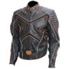 leather wolverine jacket black orange mens leather wolverine jacket 1