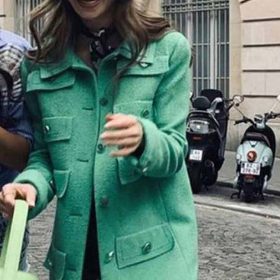 Emily In Paris Lily Collins Green Coat - Image 4