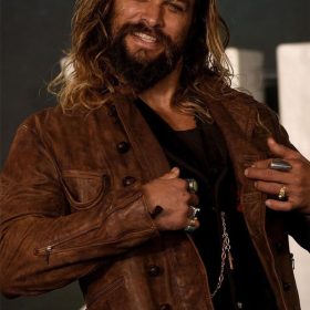 Alternative view of Aquaman Distressed Brown Leather Jacket